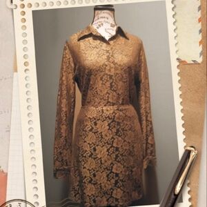 Designer Floral Satin Lace 2pc skirt set with linen lining..